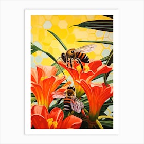 Honeycomb Bee Colour Pop 2 Art Print