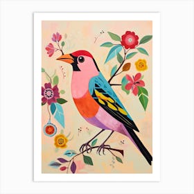 Pink Scandi American Goldfinch 1 Art Print