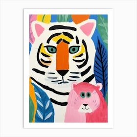 Colourful Kids Animal Art Siberian Tiger 4 Art Print