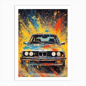 Bmw E30 Retro Racing Car 1 Art Print