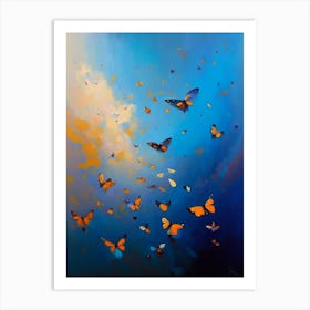 Butterflies Flying In The Sky Oil Painting 1 Art Print