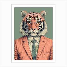 Tiger Illustrations Wearing A Smart Shirt 3 Art Print