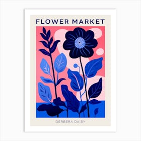 Blue Flower Market Poster Gerbera Daisy 3 Art Print