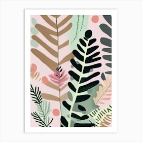 Christmas Fern Wildflower Modern Muted Colours 2 Art Print