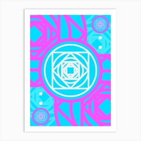 Geometric Glyph in White and Bubblegum Pink and Candy Blue n.0031 Art Print