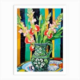 Flowers In A Vase Still Life Painting Snapdragon 3 Art Print