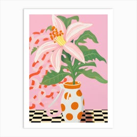 Lilies Flower Vase 1 Art Print