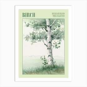 Birch Tree Atmospheric Watercolour Painting 2 Poster Art Print