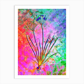 Allium Straitum Botanical in Acid Neon Pink Green and Blue n.0026 Art Print