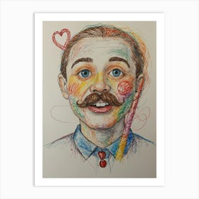 Clown With Mustache Art Print