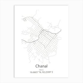 Chanal,Mexico Minimalist Map Art Print