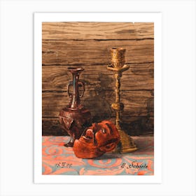 Still Life With Candlestick, Vase And Mask, Egon Schiele Art Print