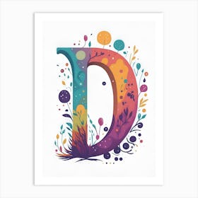 Colorful Letter D Illustration 53 Art Print