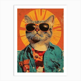 Vintage Retro Poster Cool Cat 6 Art Print