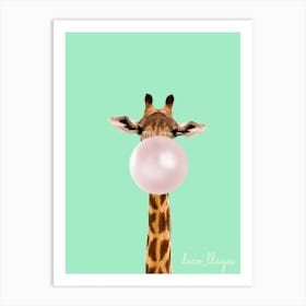 Girafe avec chewing-gum Art Print