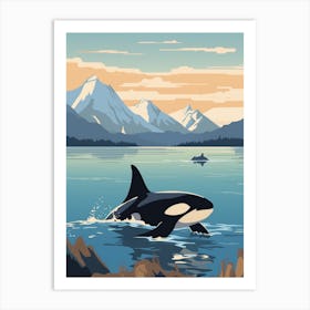 Orca Whale Swimming At Dusk 1 Art Print