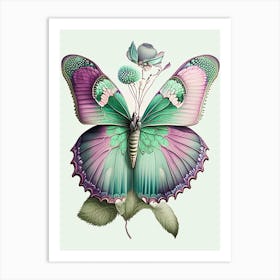 Peacock Butterfly Vintage Pastel 1 Art Print