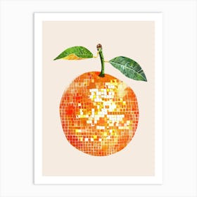 Disco Ball Orange Art Disco Poster Trendy Aesthetic Art Food Kitchen Art Print