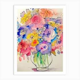 Watercolor Flowers 3 Art Print