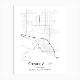 Coeur D Alene,United States Minimalist Map 1 Art Print