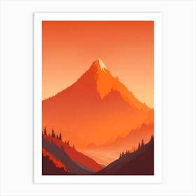 Misty Mountains Vertical Composition In Orange Tone 135 Art Print