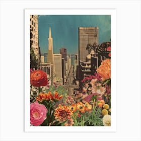 San Francisco   Floral Retro Collage Style 4 Art Print