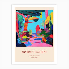 Colourful Gardens Lan Su Chinese Garden Usa 2 Red Poster Art Print