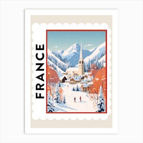 Retro Winter Stamp Poster Chamonix France Art Print