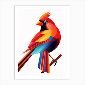 Colourful Geometric Bird Cardinal 4 Art Print
