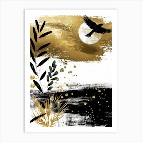 Gold And Black Abstract Painting 27 Art Print