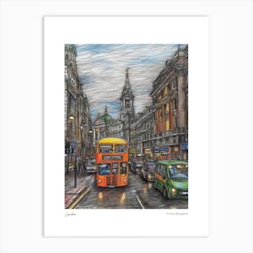 London United Kingdom Drawing Pencil Style 4 Travel Poster Art Print