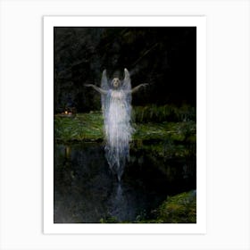 Wisp at the Foot of Monte Civetta in the Dolomites - Teodoro Wolf Ferrari, 1897 | Ghostly Apparition Art Print for Moody Antique Victorian Wall Feature in Remastered HD Art Print