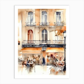 Watercolor Of A Cafe In Paris 6 Art Print