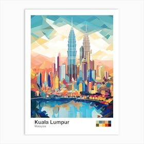 Kuala Lumpur, Malaysia, Geometric Illustration 1 Poster Art Print