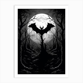 Silhouette Of Bats  Illustration 6 Art Print