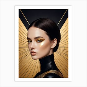 Geometric Woman Portrait Luxury Gold (22) Art Print