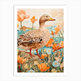 Mallard Duck Detailed Bird Painting Art Print