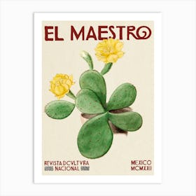 Mexican El Maestro Cacti Yellow Art Print