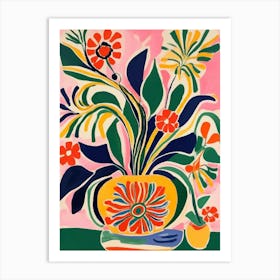 Colorful Abstract Flowers In A Vase Art Print