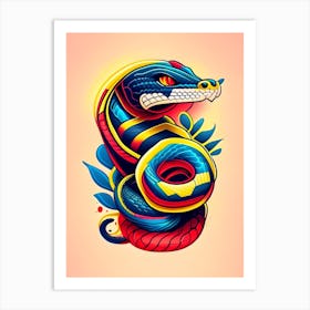 King Cobra Snake Tattoo Style Art Print