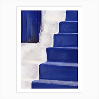 Azure Stairs Santorini Art Print