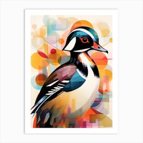 Bird Painting Collage Wood Duck 2 Art Print