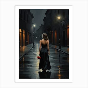 Woman Walking Down The Street 5 Art Print