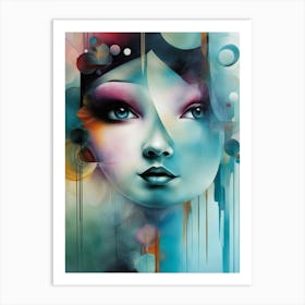 Rostro Tabajado Con Acuarela Art Print