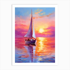 Sailboat At Sunset 10 Art Print