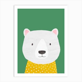 Polar Bear Green Art Print
