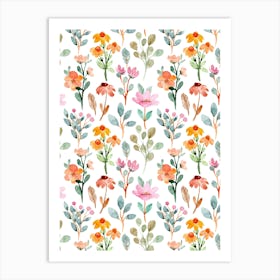 Watercolor Floral Pattern 1 Poster