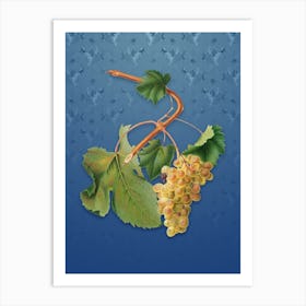 Vintage Vermentino Grapes Botanical on Bahama Blue Pattern n.0252 Art Print