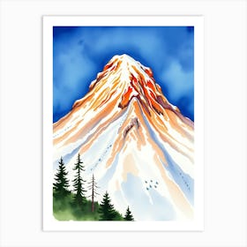 Watercolor Of A Mountain Art Print