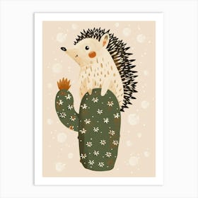 Hedgehog Cactus Minimalist Abstract Illustration 1 Art Print